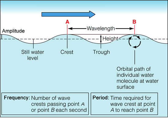 ocean wave diagram labeled