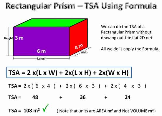 formula of surface area of prism