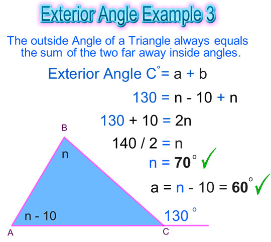 Exterior Angles Of A Triangle (video lessons, examples, step-by-step  solutions)