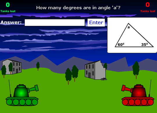 Tank Attack Angles in Triangles Game