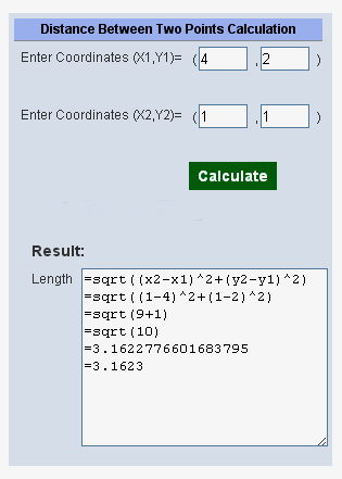 Distance Between Two Points Calculator 1