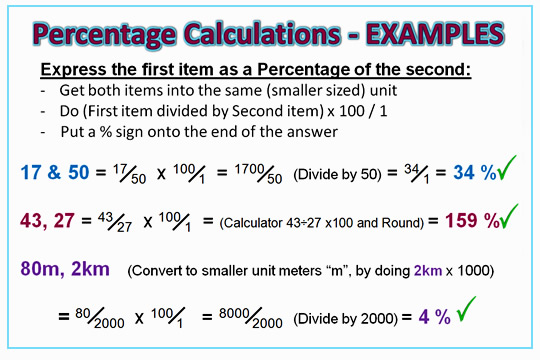 excel calculations percentages