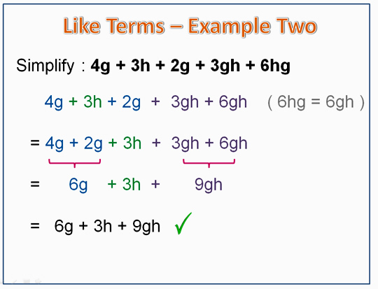 Example Of Like Terms In Math